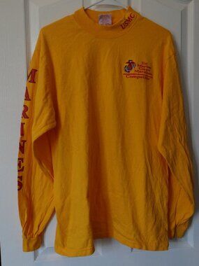 USMC Marine corps Marathon Mens Long Sleeve Shirt 2006 Medium Gold